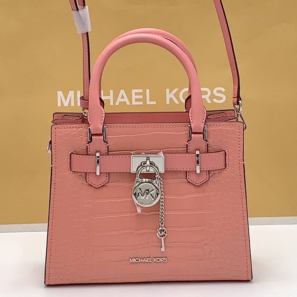 MICHAEL KORS
Hamilton Small Crocodile Embossed Faux 
Satchel
Color:PRIMROSE - Picture 5 of 15